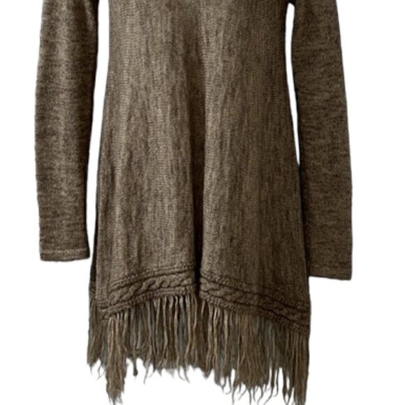MAX EDITION Women's Brown Scoop Neck Fringe Sweater NWOT Size Small - Picture 4 of 8